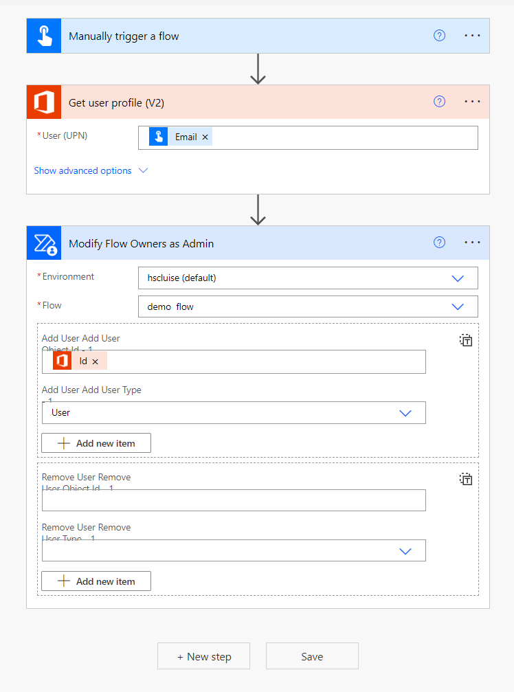 add/remove owners of a flow with Power Automate